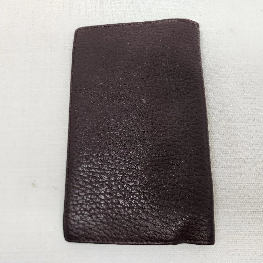 TSO Brown Leather Bifold Wallet Checkbook, Pen, Money Holder